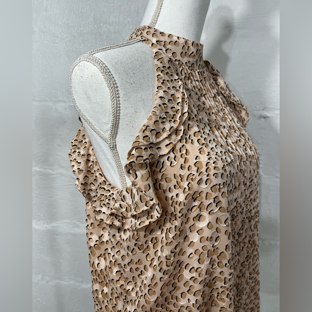 EXPRESS CHEETAH PRINT RUFFLE DETAIL HALTER TOP (a109) - Picture 7 of 13